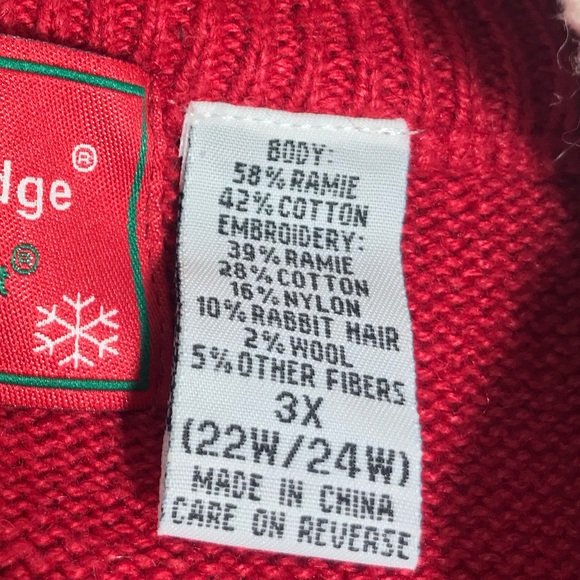 Holiday Lodge NorthCrest Red White Rabbit Hair Wool Snowflake Christmas Sweater - Picture 14 of 15